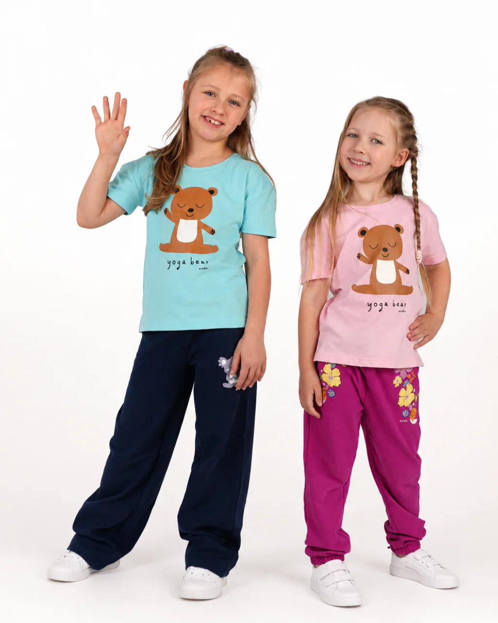 T-shirt z krótkim rękawem dla dziewczynki, z misiem, różowy 3-8 lat - Image 3