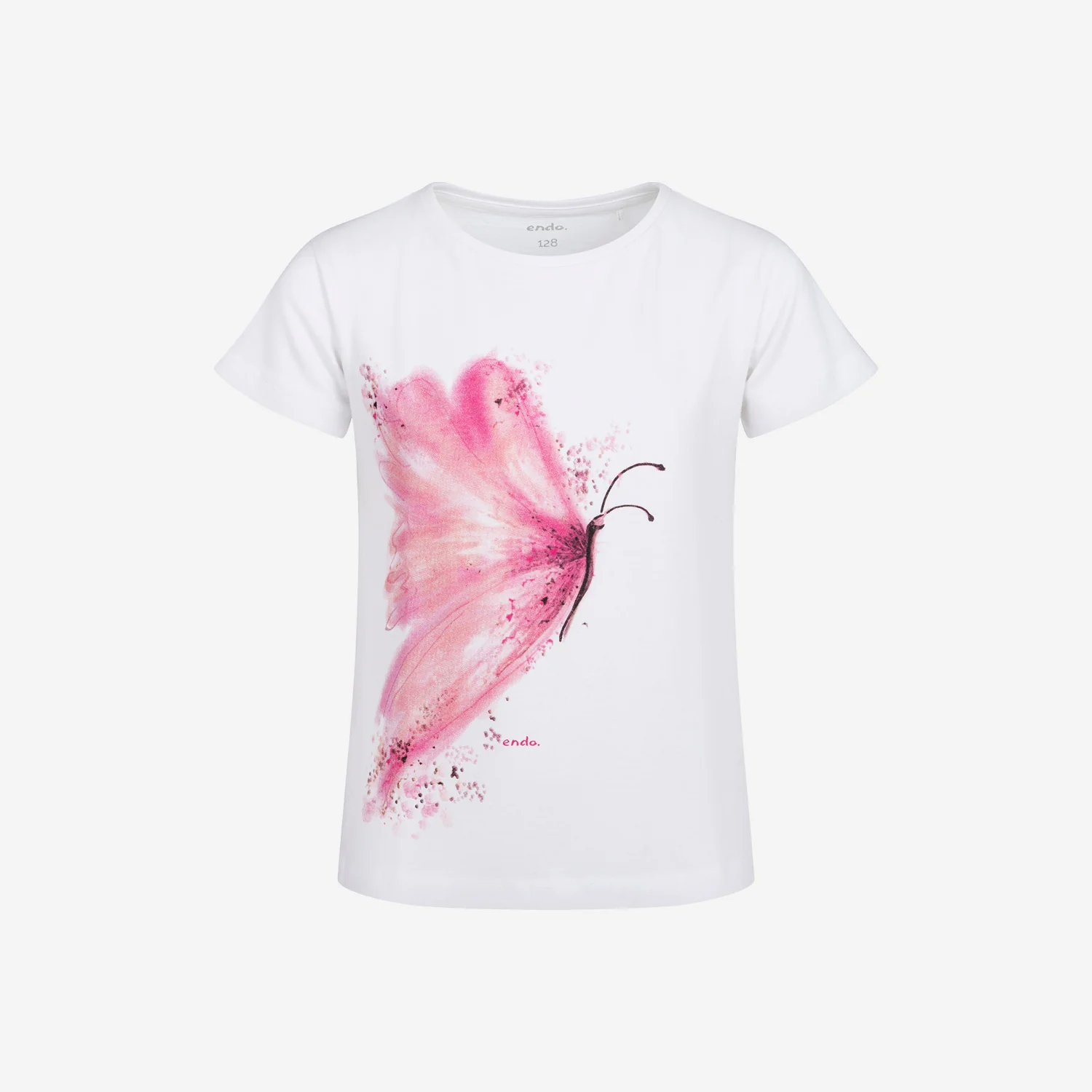 T-shirt z krótkim rękawem dla dziewczynki, z motylem 9-13 lat