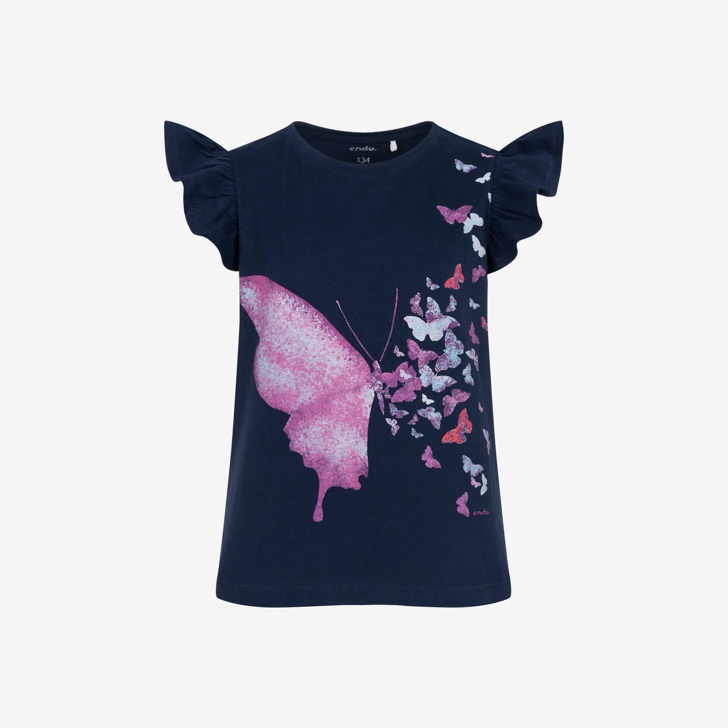T-shirt z krótkim rękawem dla dziewczynki, z motylem 9-13 lat - Image 2