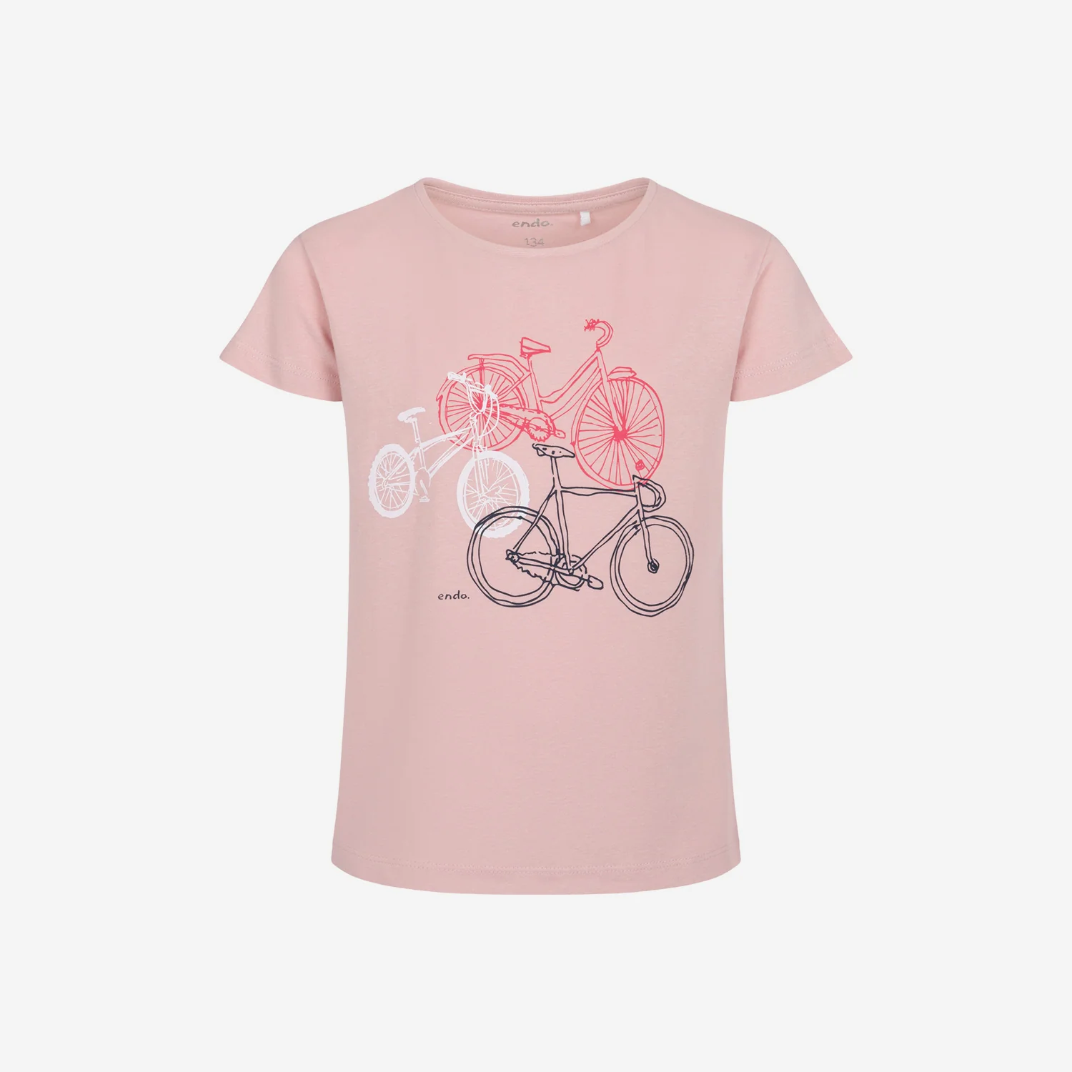 T-shirt z krótkim rękawem dla dziewczynki, z motywem rowerowym, różowy 9-13 lat