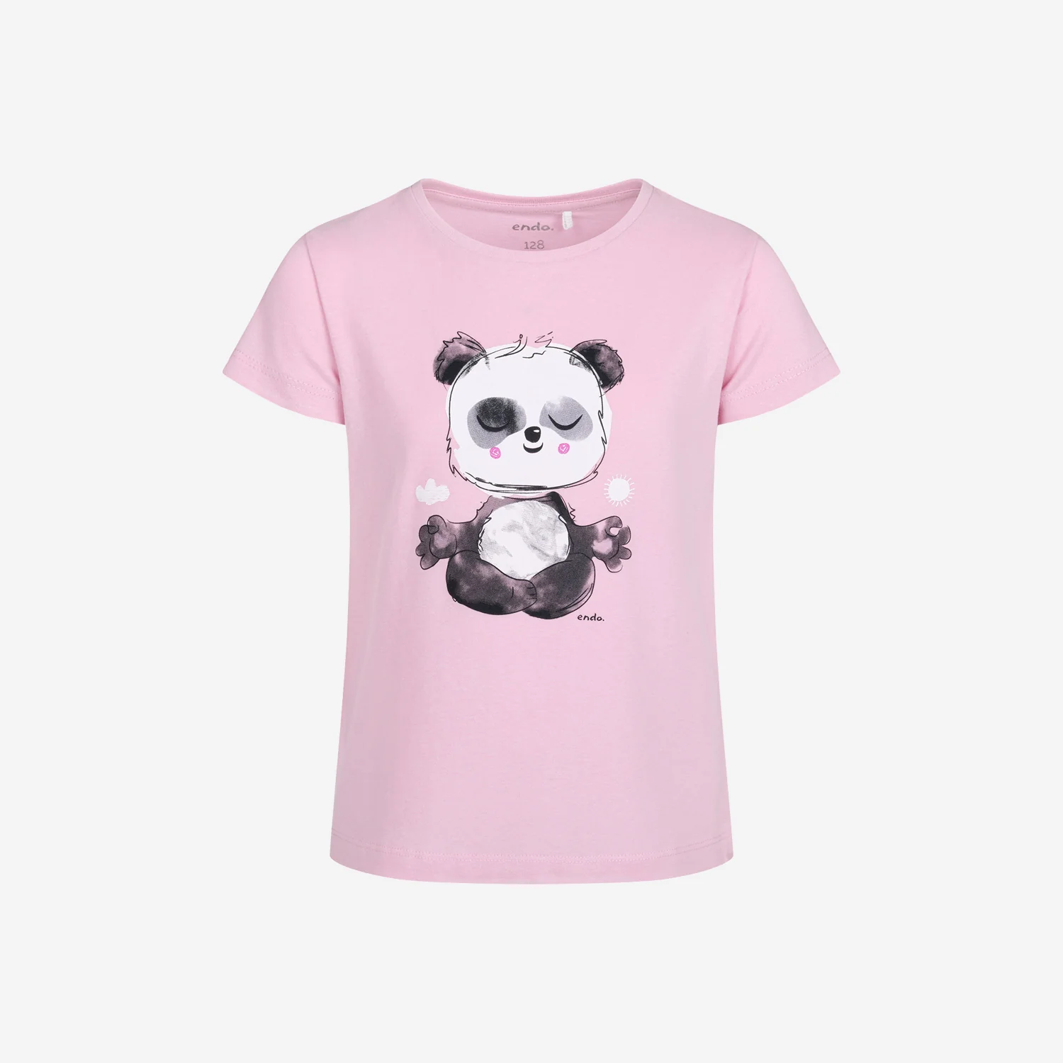 T-shirt z krótkim rękawem dla dziewczynki, z pandą, różowy 3-8 lat