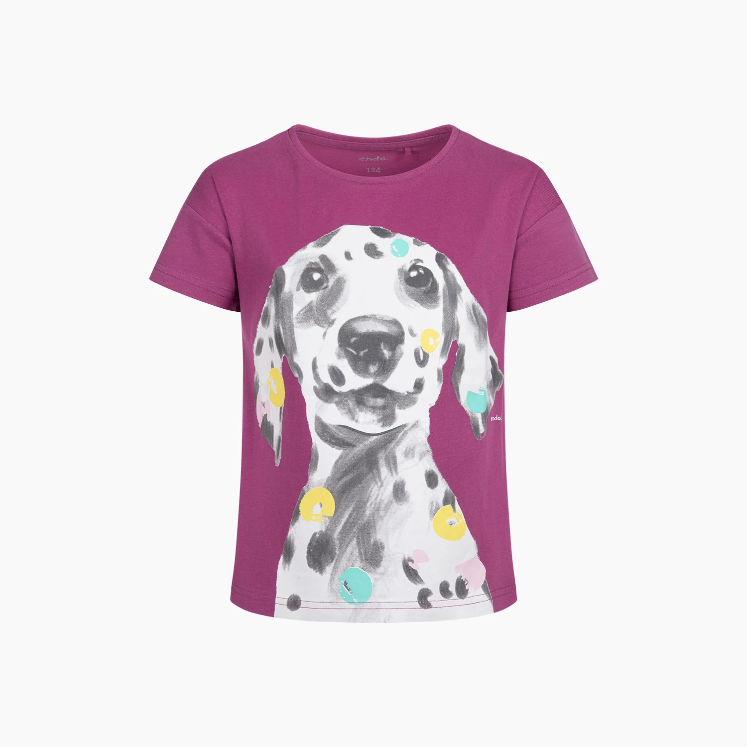 T-shirt z krótkim rękawem, z dalmatyńczykiem, różowy 9-13 lat